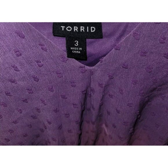 Torrid Tea Length Clip Dot Open Back A-Line Purple Dress Size 3 (22-24) Re$89.90 - Picture 6 of 8